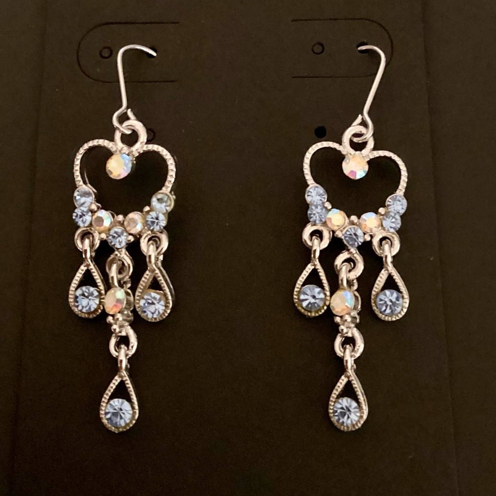 Elegant Silver and Blue Dangle Earrings